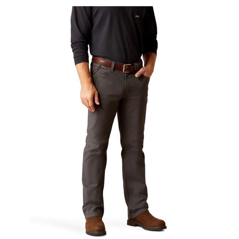 Ariat Rebar M5 Made Tough Straight‎ Leg Pant Grey Work 38 X 30 Canvas Duck